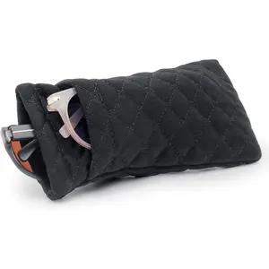 Double Glasses Case Soft Eyeglass Case For Women Men Squeeze Top Sunglasses Case With Cleaning Cloth