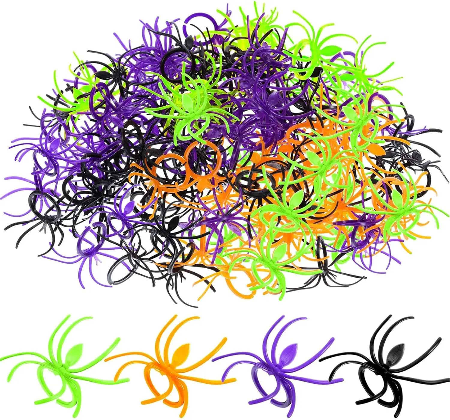 Halloween Spider Rings Bulk, Plastic Spider Toy Rings for Kids, Trick or Treat Bag Fillers, Classroom Rewards, Party Favors, Halloween Party Supplies
