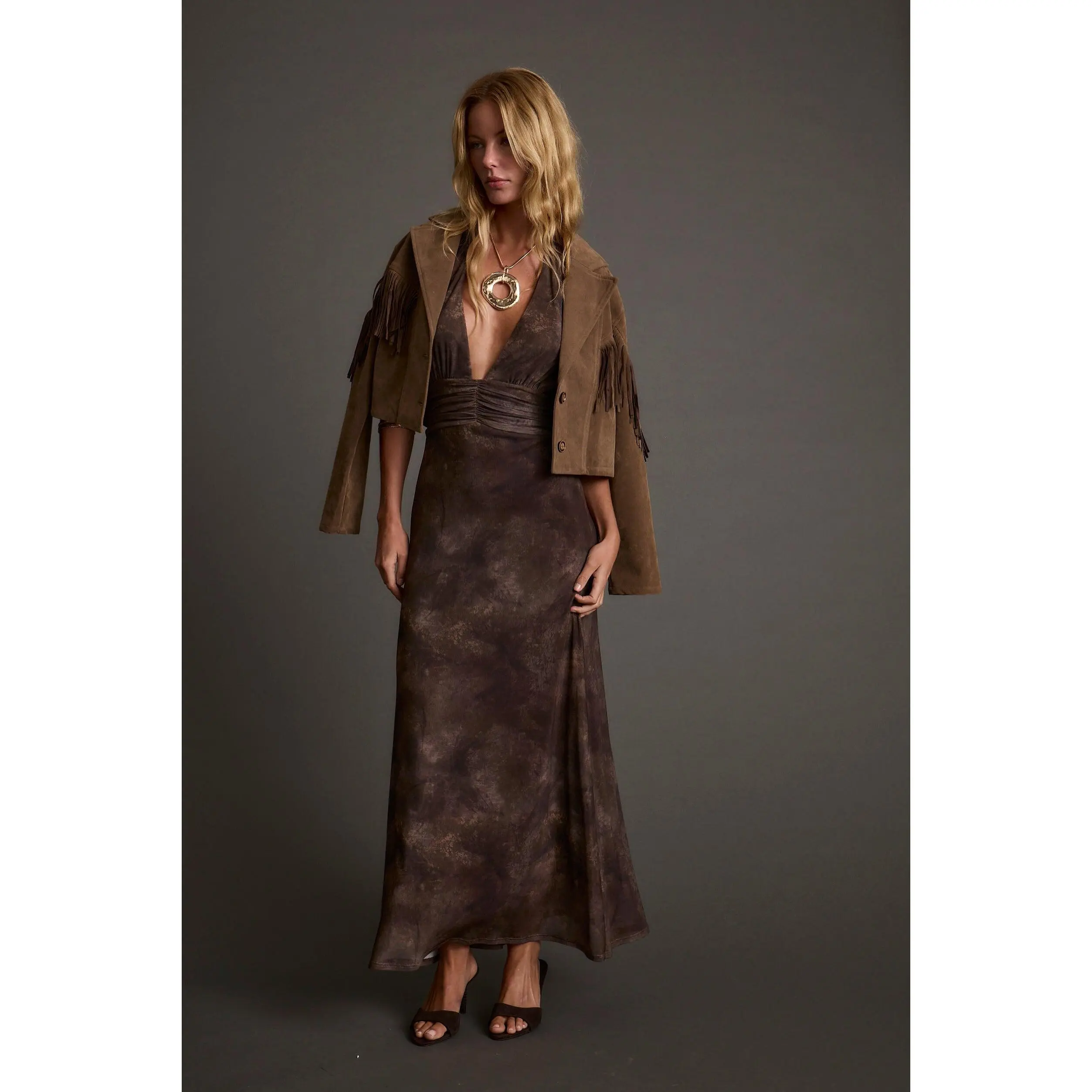 brown and black formal dress Laissa Mesh Maxi Dress  SEROYA