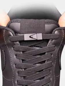Elastic No-Tie Shoelaces, 8mm Wide Flat Elastic Laces, Lazy Shoe Straps, Quick Lock Metal Buckle, Fashion Sneaker Accessories