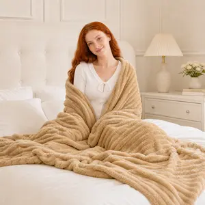 GentleSoft Vertical Stripe Reversible Blanket – Cozy Double-Sided Throw for Bed, bedroom Sofa, Travel, All Seasons, Minimalist Home Decor bedding Oversized