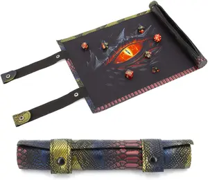 Dice Rolling Tray and Dice Mat Includes 7 Roleplaying Dice for Dungeons and Dragons D&D - Travel Dice Holder for Storing up to 14 Game Dice