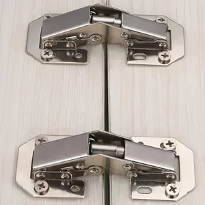 Stainless Steel Hidden Cabinet Hinges, 90 Degree Spring Buffer, Surface Mount Frameless Design, Includes Screws, No Slot Needed