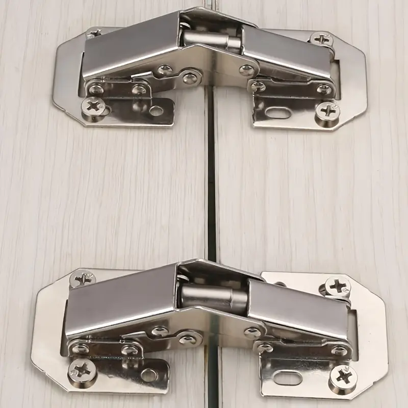 Stainless Steel Hidden Cabinet Hinges, 90 Degree Spring Buffer, Surface Mount Frameless Design, Includes Screws, No Slot Needed