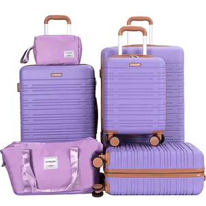 6 Piece Luggage Set, ABS Hard Shell Travel Suitcase with TSA Lock,GRAY