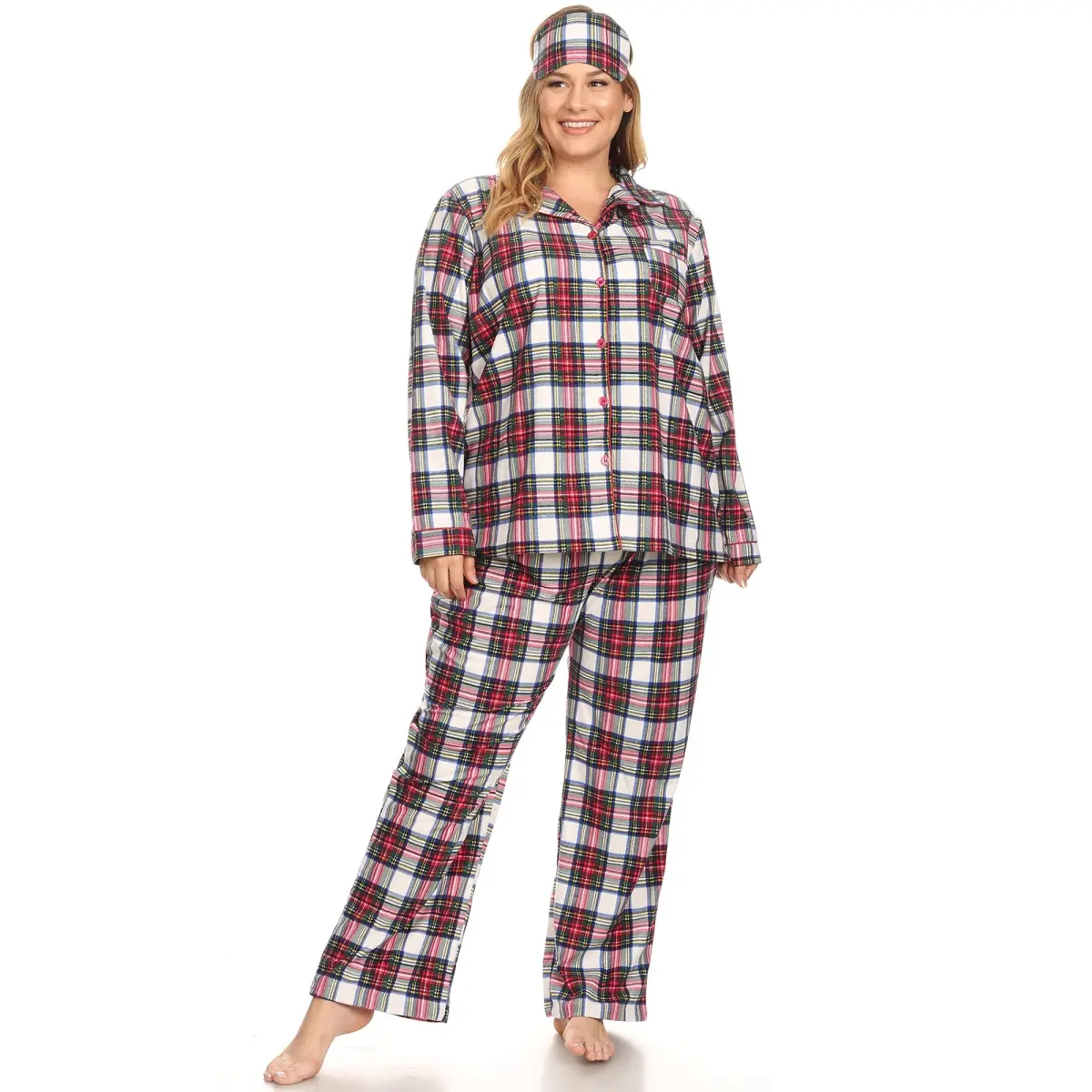 212 MAIN Women's Long Sleeve 3-Piece Pajamas Set, Breathable Comfortable Fabric Loungewear with Long Pants, Pyjamas for Women, PS3610-03-3XL (3X)