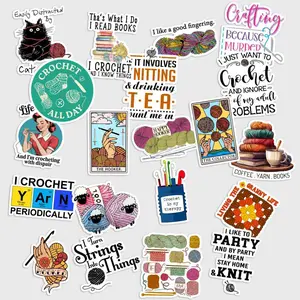 Sticker Pack 20 Crochet Lover Vinyl Sticker, Yarn Hook Craft Hobby Decal for Laptop Storage Box