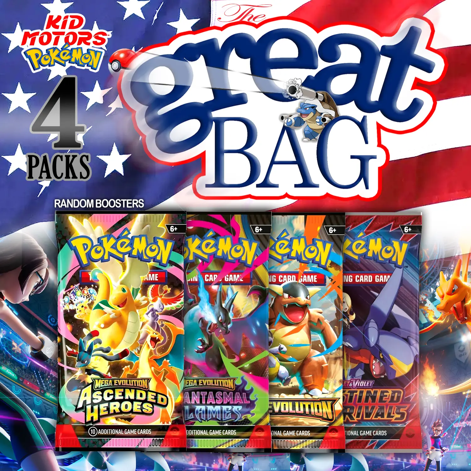 Kid Motors TV Great Bag 4 Random Pokemon Booster Packs - TikTok Shop