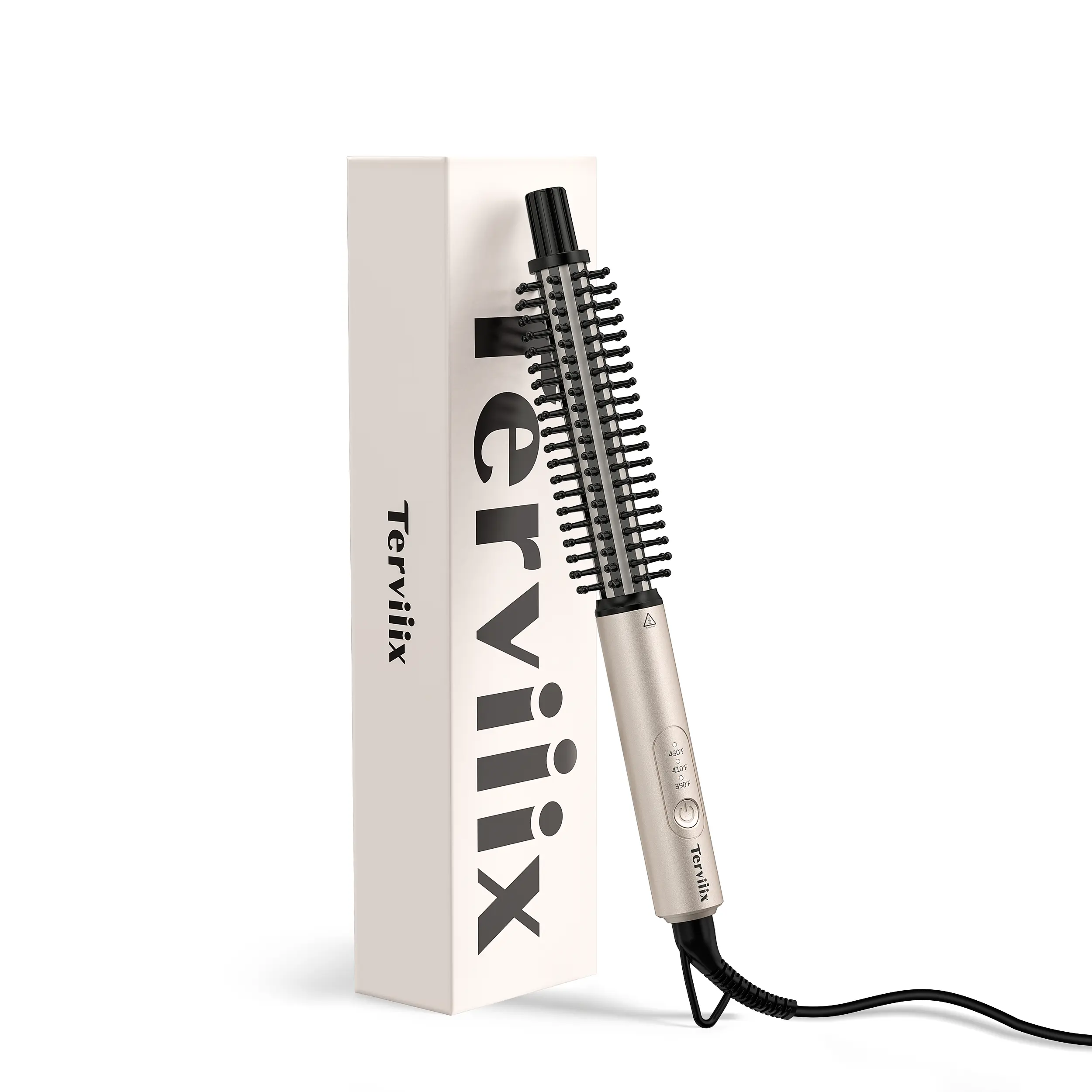 Terviiix Thermal Brush for Short Hair, 3/4 Inch Ceramic Curling Brush | 30s Heat-Up Ceramic Tourmaline Brush, 3 LED Settings 390-430°F, Dual Voltage 120-240V