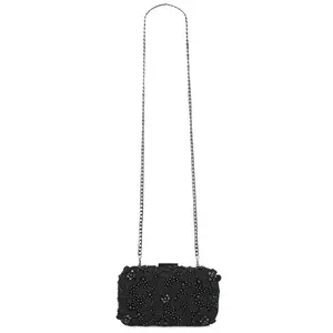 olga berg Beth Encrusted Clutch in Black