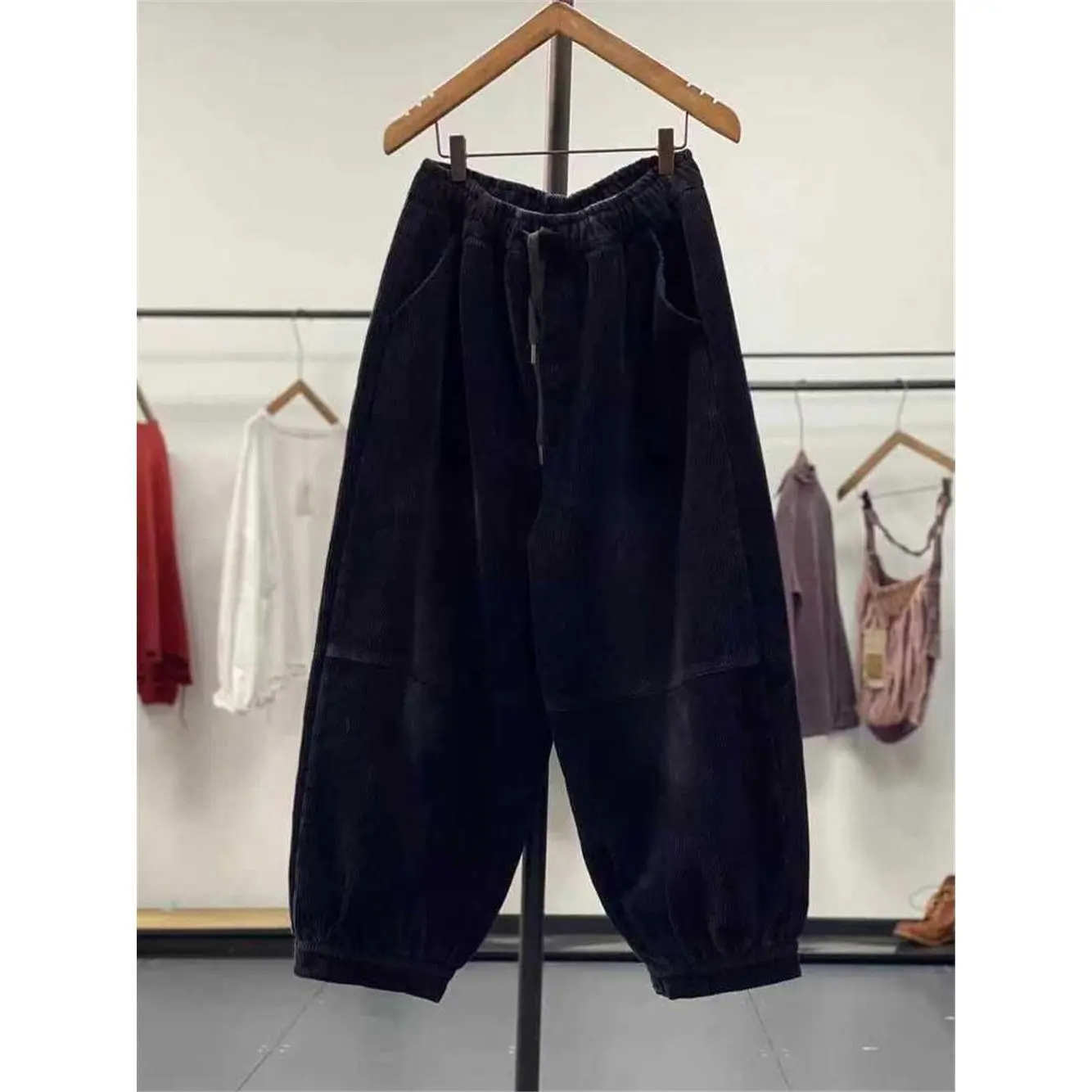 Autumn Winter Casual Corduroy Harem Pants Women High Waist Retro Loose Bloomers Female Oversize Mom Trousers Baggy Sweatpants