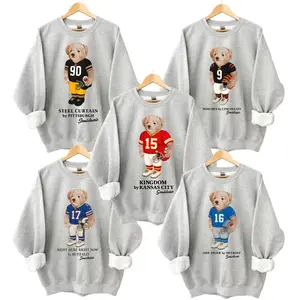 Football All Team Graphic Ash Grey Sweatshirt Pullover Vintage Sport Varsity Crewneck Custom Team Cotton GIft