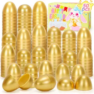Fillable Easter Eggs 50Pcs/100PCS Plastic Golden Eggs for Easter Basket Stuffers,Easter Gifts Party Favors Fillers Easter Egg Springtok