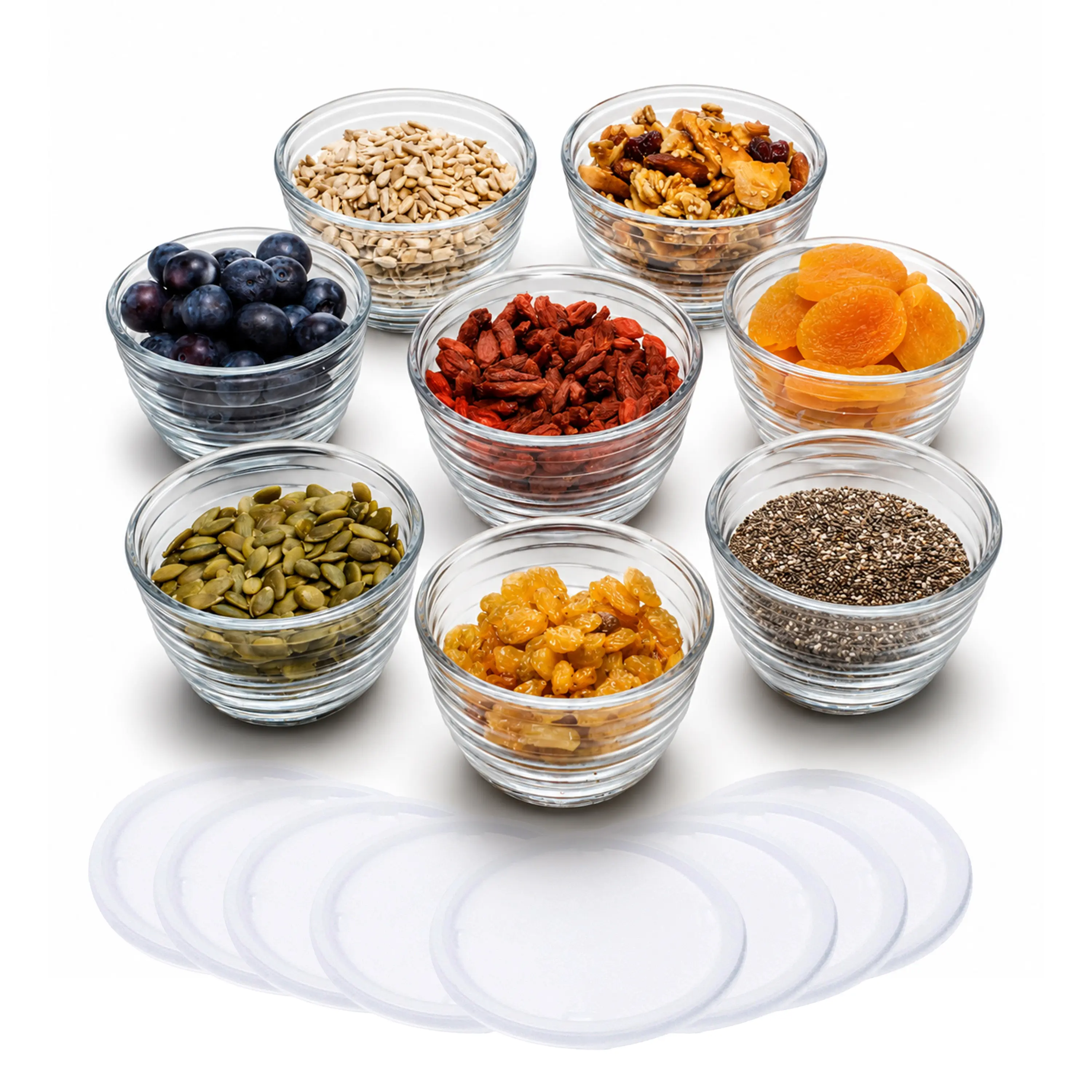 Small Glass Bowls with Lids Set of 8, Food Storage Prep Containers
