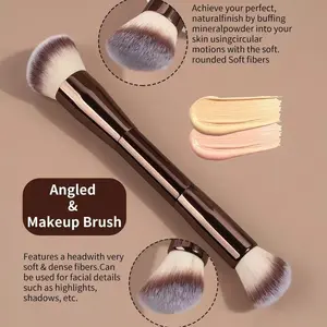 6pcs Professional & Beginner Makeup Brush Set with Kabuki Brush - Soft Nylon Bristles, Foundation/Concealer/Blush Brushes Suitable for Skin Types