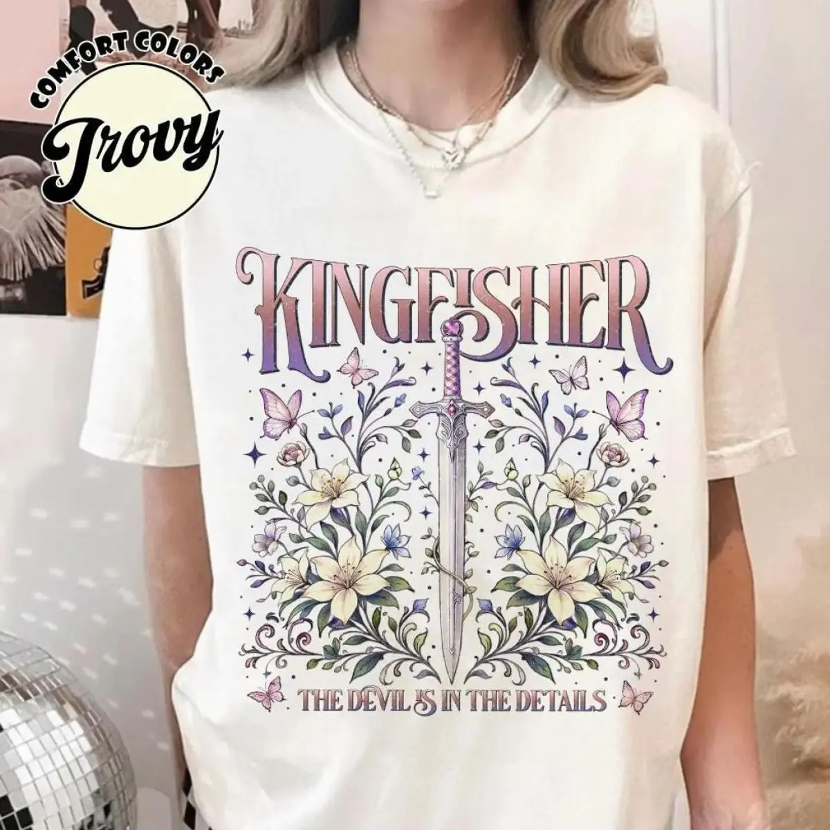 Comfort Colors Quicksilver Kingfisher Fantasy Book T Shirt, Quicksilver Callie Hart Long Sleeves, Saeris Fane Kingfisher Inspired, Unisex Crew Neck Top, Crewneck Top