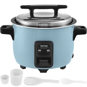 VEVOR Commercial Rice Cooker, 50-Cup Rice Cooker, 10.57 Qt / 10 Liter Large Rice Cooker and Warmer with Nonstick Inner Pot, Fast Cooking and 24-Hour Keep Warm, with Rice Cup and Paddle, for Restaurant