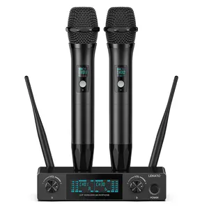 LEKATO Dual Wireless Microphone System Set, Dynamic Karaoke Mic Handheld Kit, UHF Professional Cordless Metal, Plug and Play 200ft Long Transmission Range with Receiver for Home KTV, DJ Party, Wedding, Singer, Songer Writer Boy Girl Gift