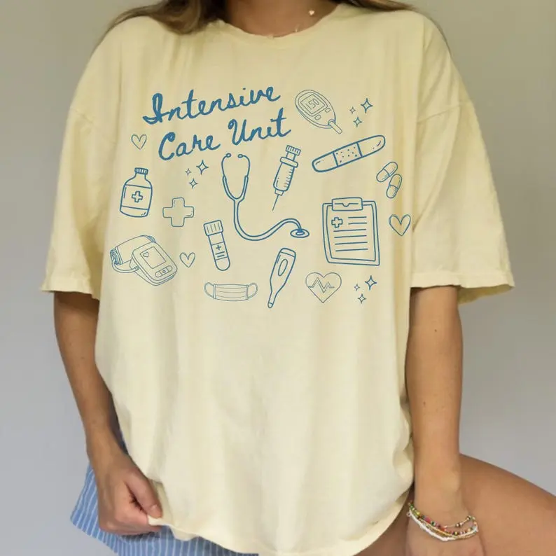 ICU Nurse Shirt Intensive Care Unit Nurse TShirt Doodle Gift for ICU Nurse Nursing School Graduation Present