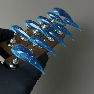 Zanxu| AQUAMARINE BLAZE CLAWS! Deep Blue Sparkle | Handmade Luxury Set