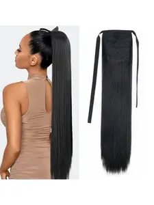 Bundled Bandtail Wig Braid Multicolor Straight Hair Extension, High-Temperature Silk Fashion Soft Tail Braid, All Seasons Clip Hair