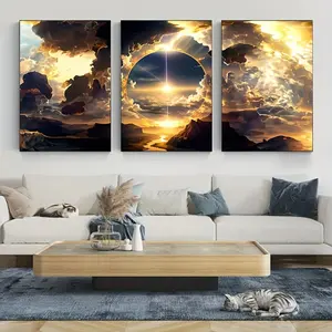 3pcs Set Modern Abstract Canvas Art Prints - Sunset, Sky & Clouds Scenery - Frameless Wall Decor for Living Room, Bedroom, Home Office - Photo Decoration Artistic