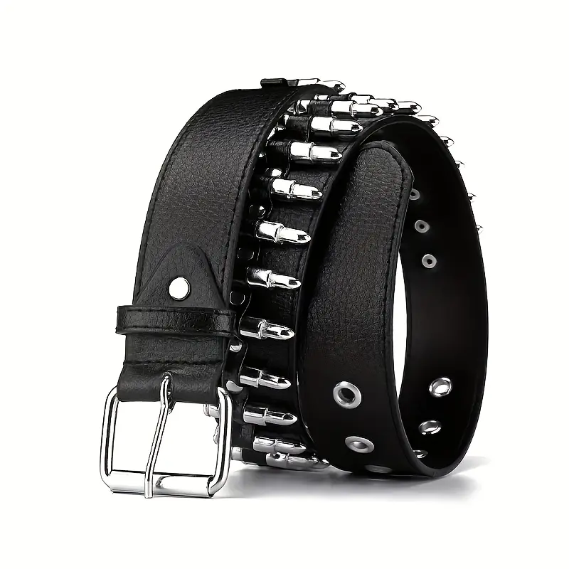 Western Punk Rock Belt with Bull Buckle PU Leather Adjustable Unisex Style Punk Y2K Western-Style Rivet Bull Star PU Leather Belt – GTHIC main image 3