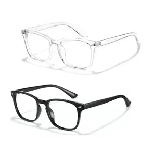 Computer Gaming Glasses Square Clear Frame Lightweight Eyewear for Men Women Daily Use Party TV Glasses Comfortable Non-prescription