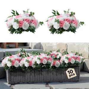 Flower Balls For Wedding Centerpieces - Artificial Flower Arrangements In Pink And White, 10-Pack - Decorative Ball Ornaments For Table Decor, DIY Floral Centerpiece, Bridal Reception And Party Decor