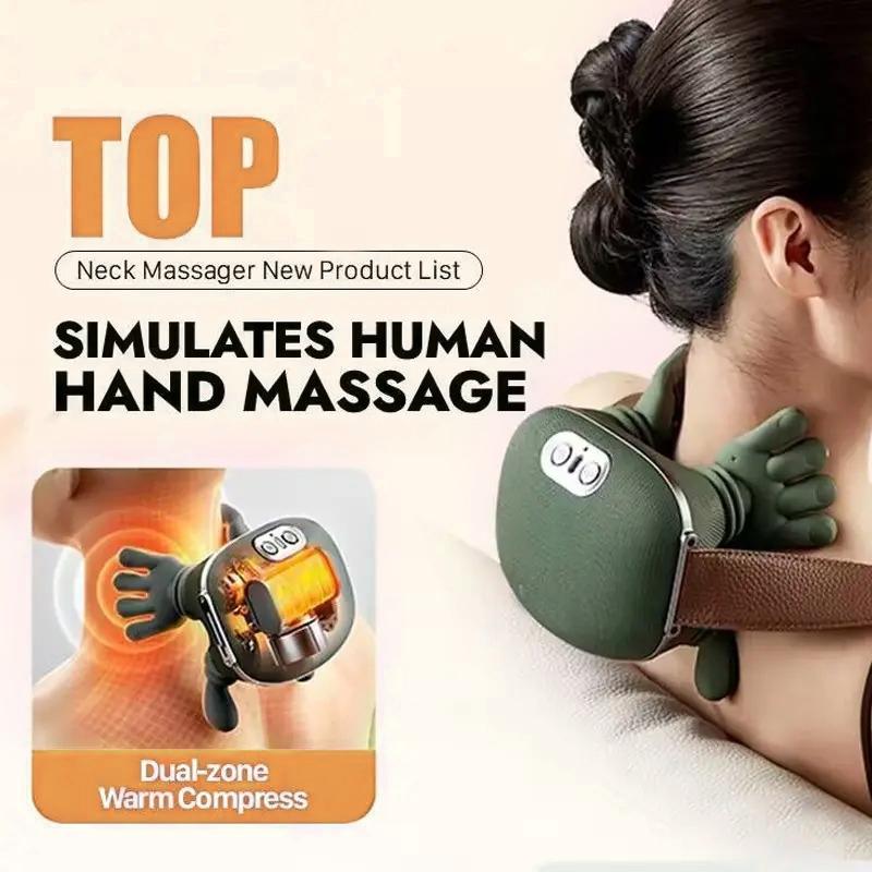 Black Friday Deal!Shoulder Massager Electric Cervical Massager Bionic Hand Heating Wireless Portable 3D Kneading Massage for Neck Shoulders & Hands Unisex Lightweight & Adjustable Speed Settings,Ideal for Muscle Relaxation After Exercise or Aerobics gift