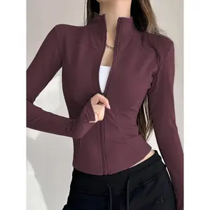 Women's Slim-Fit Athletic Jacket, High-Stretch Quick-Dry Stand-Up Collar Jacket with Thumb Holes, Long Sleeves, Breathable, Ideal for Fitness, Yoga, and Sports, Perfect Gift Carnival, Father's Day, Ramadan, President's Day & Spring 2 k sleepwear cou cute