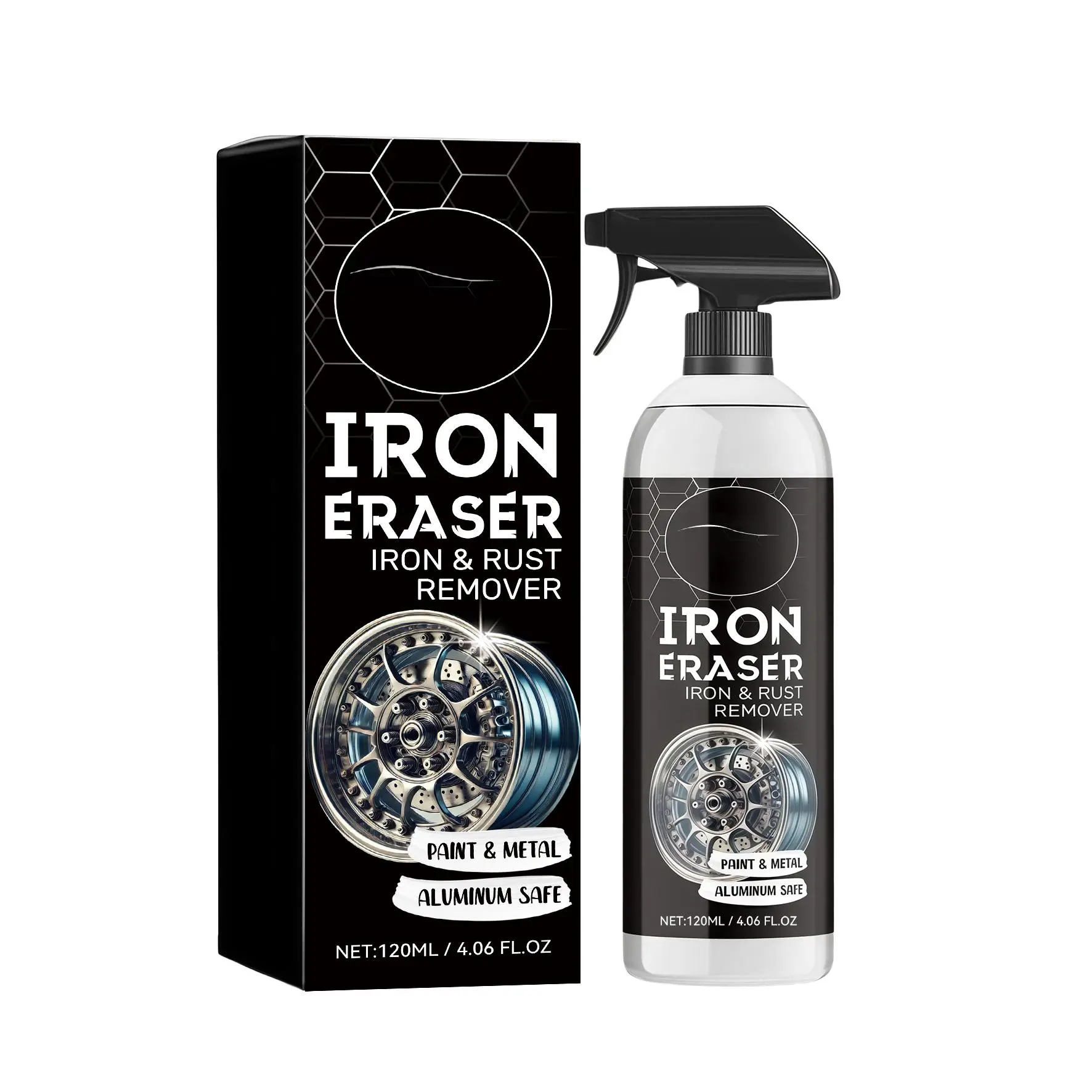 Iron Eraser Rust Remover Spray, Iron Fallout Remover for Car Wheels & Paint, Fast-Acting Brake Dust & Rust Cleaner, Automotive Surface Cleaner for Wheels, Paint & Metal