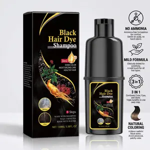 2 bottles of black hair dye shampoo，3-in-1Natural Herbal ingredients, Gentle, non-irritating,easy to change color Shampoo，quick coverage, and hair cleansing,  Cover Gray Hair, Hair Coloring，naturally curls, moisturizes hair,suitable for all hair type