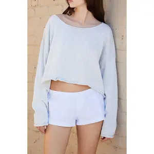 John Galt Women's Light Blue Striped Keira Boxer Shorts