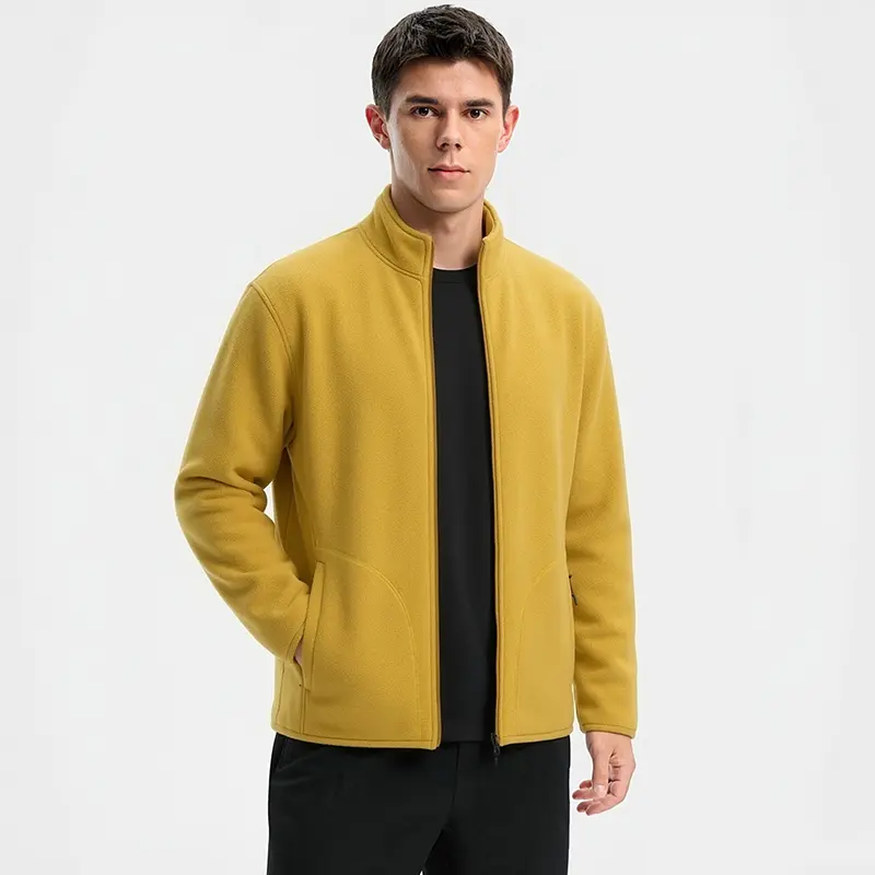 New for autumn/winter: thick warm men’s plush jacket with a stand collar and fleecy texture; loose-fit men’s outerwear suitable as an outdoor shell in winter, down jacket, or cotton jacket with warming inner lining; ideal for everyday commuting and outdoo