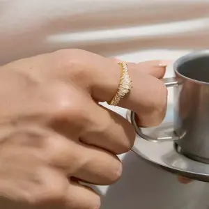 Emma's Heart | Luminary Romance - 18K Gold Plated Statement Ring with Shimmering White Zirconia