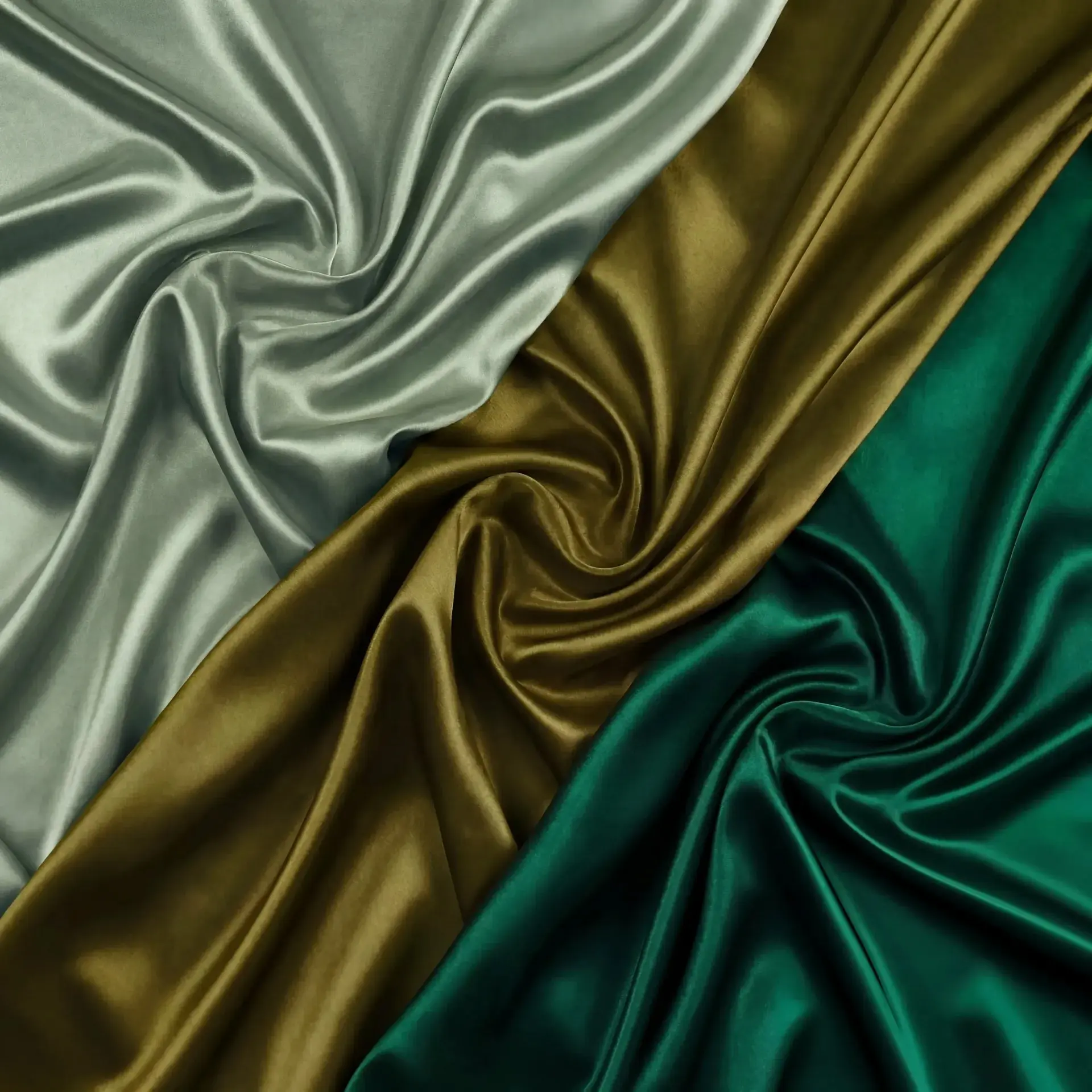 Greenery Wedding - High Shine Fabric Swatch Bundle (Sage Olive, Emerald)