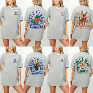 Custom University Graphic Mascot Overlay All Team 2 Side Sport Grey Color T-shirt, Vintage Graphic Tee, Sport Fan Gift Shirt, Men's Oversized Athletic T-shirt, College T-shirt, Men's Regular Fit Graphic T-shirt, Footbal T-shirt Top Top