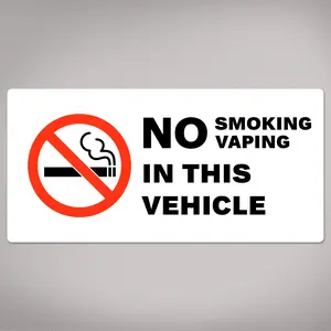 Avery No Smoking/Vaping in This Vehicle Sign Label Stickers, Waterproof, UV Resistant, Preprinted, 2" x 4", 20 Stickers