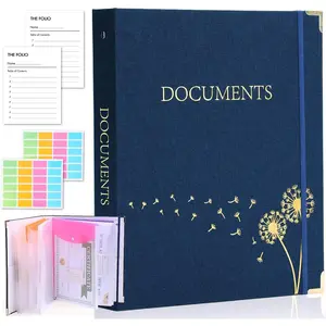 Document Organizer Linen Folio Folders with 9 Pockets, 3-Ring Accordion Storage Binders Expanding File Folder for Important Papers, End of Life Planner Book, in Case If I  File Folder