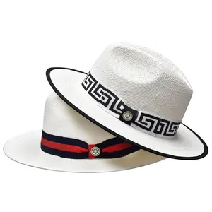 Ventino Collection Flat Wide Brim Straw Fedora Hat