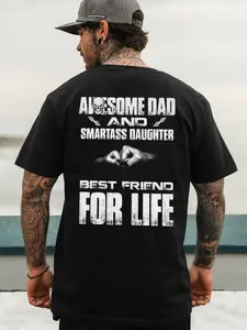 Awesome Dad and Smartass Daughter Best Friend For Life Shirt, Top Menswear, Cotton Tee Shirt Casual Streetwear, Sweatshirt, Underwear Tshirt, Streetwear Human,Men's Casual Crew Neck T-Shirt, Menswear, Tops,Gift for Husband,  Unisex