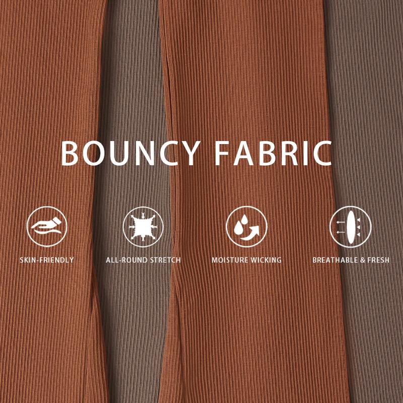 OQQ Women's 2 Piece Yoga Pants Ribbed Seamless Workout High Waist Bell Bottoms Flare Leggings Comfort