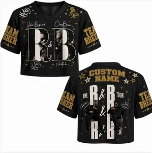 R&B Tour Crop Football Jersey, Brown & U Raymon Concert Crop Top, Custom Music Fan Jersey, Hip Hop Streetwear Gift for Women 2026