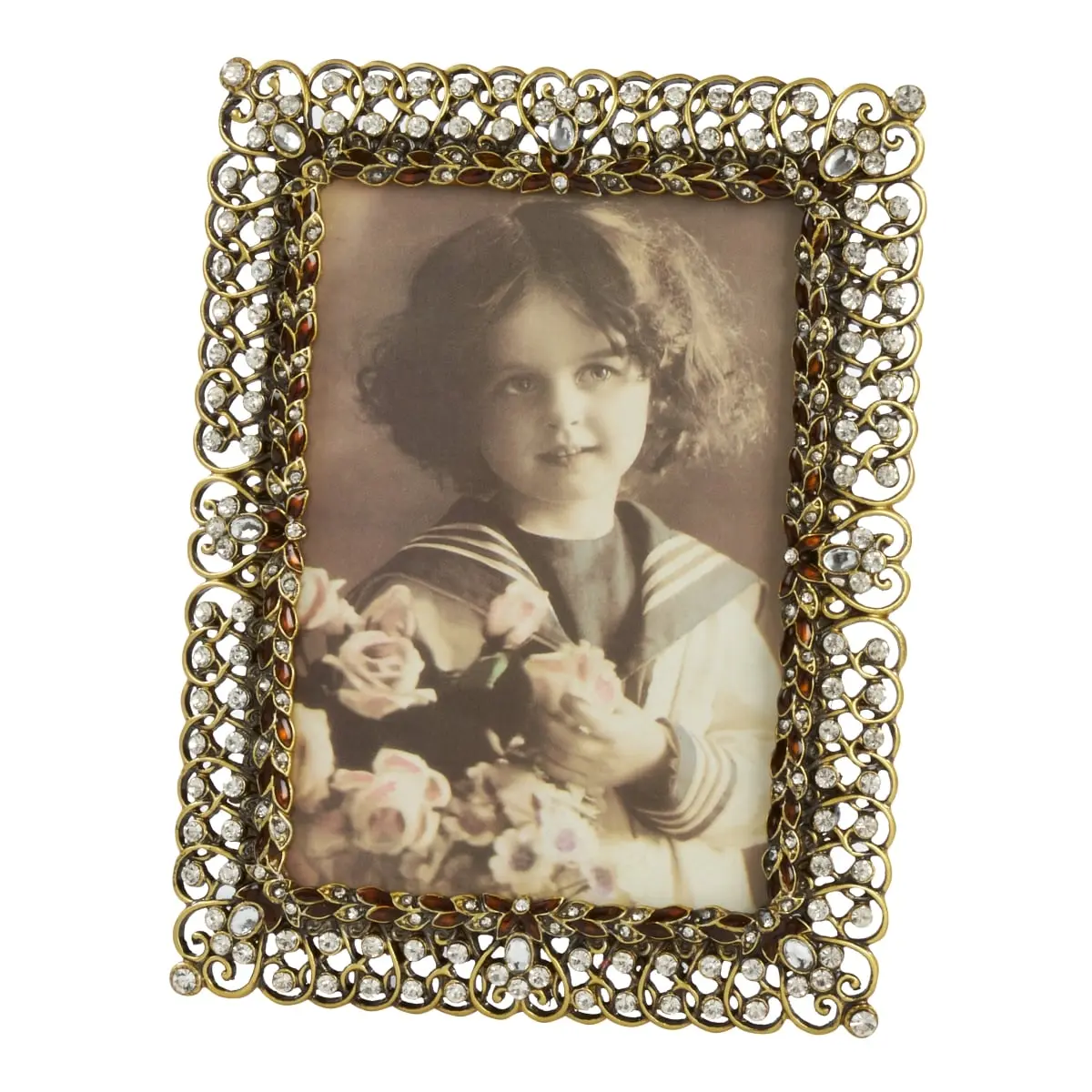 SARO PF104.GL3.55 Bejeweled Photo Frame Gold
