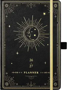 Planner 2026-2027 - Academic Planner 2026-2027, July 2026 - June 2027, 5.75" x 8.25", 2026-27 Weekly and Monthly Planner, Faux Leather planner 26-27 with Back Pocket & 40 Notes Pages - Moon