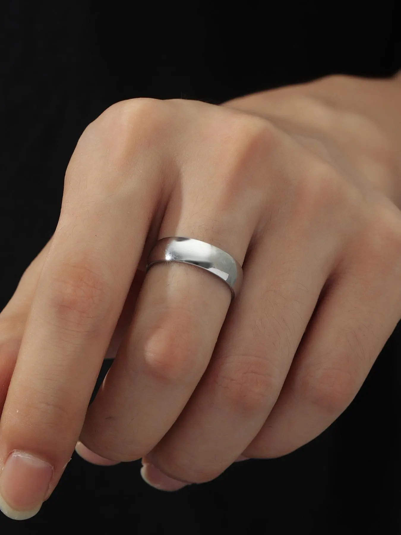 Men's Street Trend Inspired Minimalist Aesthetic Stainless Steel Ring, Simple Casual Trendy Fashion Promise Ring, Chic All-match Vintage Jewelry As Gift for Men for Daily Decor, Vintage Rings