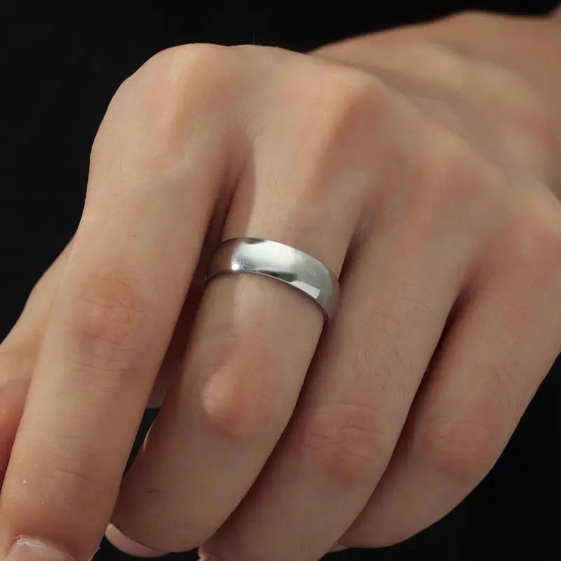 Men's Street Trend Inspired Minimalist Aesthetic Stainless Steel Ring, Simple Casual Trendy Fashion Promise Ring, Chic All-match Vintage Jewelry As Gift for Men for Daily Decor, Vintage Rings