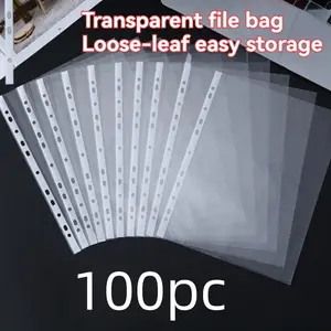 100pcs A4 Transparent File Folder Protector Sleeves, 11-Hole Design for Documents, Menus, Homework, Presentations, Durable Protection