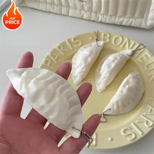 Simulation Dumplings Keychain Bag Pendant Cute Mini Squishy Toy Dumplings Simulation Food Decoration Charms Stress Relief Gift